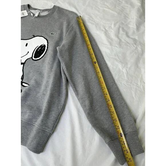 Lacoste X Peanuts Snoopy Graphic Fleece Sweatshirt Gray Unisex L NWT - Picture 10 of 11
